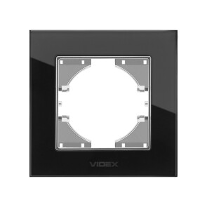 Рамка черное стекло одинарная горизонтальная VIDEX BINERA №2