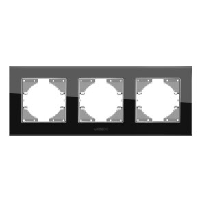 Рамка черное стекло на 3 места горизонтальная VIDEX BINERA №2
