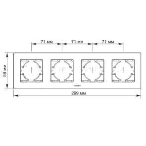 Рамка біле скло на 4 місця горизонтальна VIDEX BINERA №3