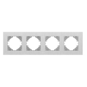 Рамка срібний алюміній на 4 місця горизонтальна VIDEX BINERA №2