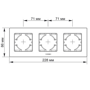 Рамка медный алюминий на 3 места горизонтальная VIDEX BINERA №3