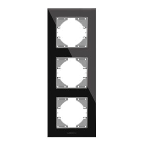 Рамка черное стекло на 3 места вертикальная VIDEX BINERA №2
