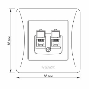 Розетка CAT6+CAT6 подвійна комп'ютерна біла VIDEX BINERA №5