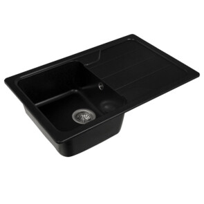 Гранітна мийка для кухні PLATINUM 7850 VERONA матова чорний металік №3