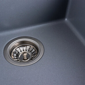 Гранітна мийка для кухні PLATINUM 4040 RUBA матовий сірий металік №5