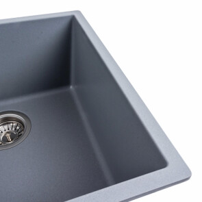 Гранітна мийка для кухні PLATINUM 4040 RUBA матовий сірий металік №7