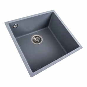 Гранітна мийка для кухні PLATINUM 4040 RUBA матовий сірий металік №8