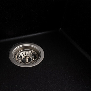 Гранітна мийка для кухні PLATINUM 4040 RUBA матовий чорний металік №5
