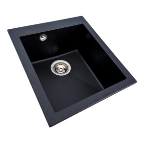 Гранітна мийка для кухні PLATINUM 4150 SOKIL матова чорний металік №6