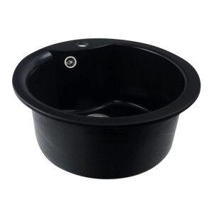 Гранітна мийка для кухні PLATINUM 480 TURAS матова чорна №3