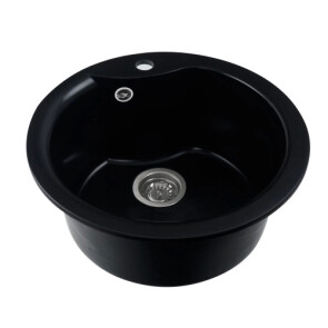 Гранітна мийка для кухні PLATINUM 480 TURAS матова чорна №4