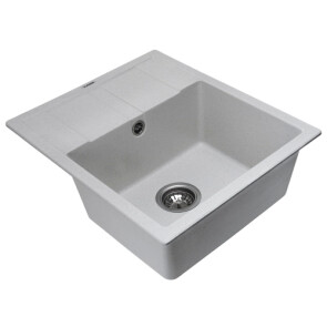 Гранітна мийка для кухні PLATINUM 5851 ARIA матова Біла в крапку №4