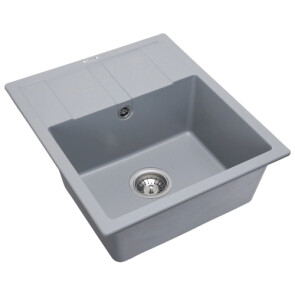 Гранітна мийка для кухні PLATINUM 5851 ARIA матова Сірий металік №4