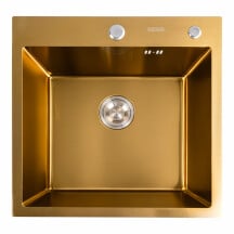 Кухонна мийка PLATINUM HANDMADE PVD Золото 500X500X220 (Товщина 3,0/1,5 мм, корзина та дозатор в комплекті)