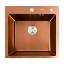 Кухонная мойка PLATINUM HANDMADE PVD Медь 500X500X220 (Толщина 3,0/1,5 мм, корзина и дозатор в комплекте)