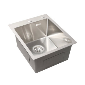 Кухонна мийка PLATINUM HANDMADE 400X500Х220 (Товщина 3,0/1,5 ММ, корзина та дозатор в комплекті) №4
