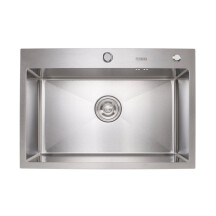 Кухонная мойка PLATINUM HANDMADE 650Х450Х220 (Толщина 3,0/1,5 мм, корзина и дозатор в комплекте)