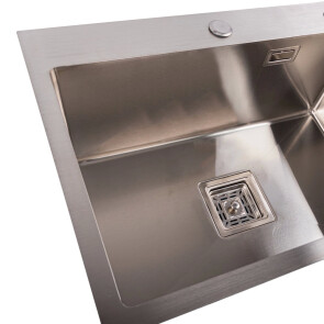 Кухонна мийка PLATINUM HANDMADE HSB 580Х430Х220 (Квадратний сифон ,3.0/1.0) №5