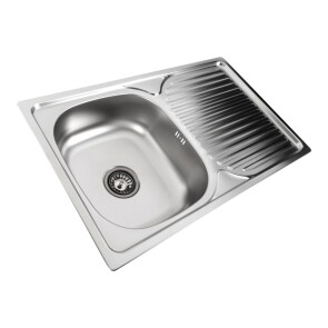 Кухонна мийка PLATINUM з нержавіючої сталі прямокутна поліровка 7848 (0,8/180 мм) №2