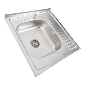 Кухонна мийка з нержавіючої сталі Platinum ДЕКОР 6060 L (0,7/160 MM) №2