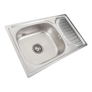 Кухонна мийка з нержавіючої сталі Platinum ДЕКОР 6642 (0,8/180 мм) №2