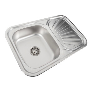 Кухонна мийка з нержавіючої сталі Platinum ДЕКОР 7549 (0,8/180 мм) №2