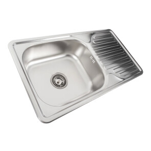 Кухонна мийка з нержавіючої сталі Platinum ДЕКОР 7642 (0,8/180 мм) №2