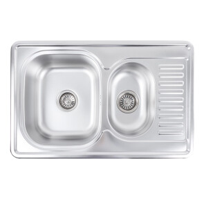 Кухонна мийка з нержавіючої сталі Platinum ДЕКОР 7850D (0,8/180 MM) №1