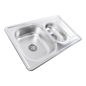 Кухонна мийка з нержавіючої сталі Platinum ДЕКОР 7850D (0,8/180 MM) №2