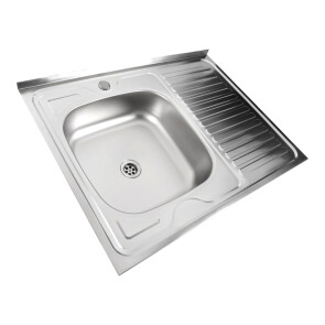 Кухонна мийка з нержавіючої сталі Platinum САТИН 8060 L (0.5/160 мм) №2