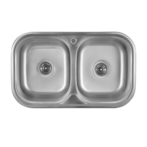 Кухонна мийка з нержавіючої сталі закруглена Platinum ДЕКОР 7848D (0,8/180 MM) №1