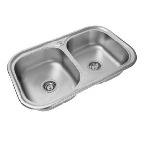 Кухонна мийка з нержавіючої сталі закруглена Platinum ДЕКОР 7848D (0,8/180 MM) №2