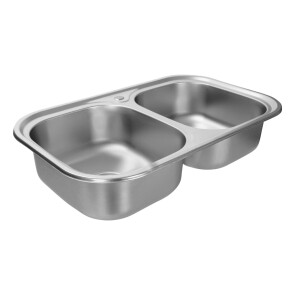 Кухонна мийка з нержавіючої сталі закруглена Platinum ДЕКОР 7848D (0,8/180 MM) №3