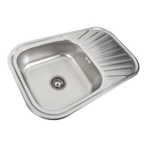 Кухонна мийка з нержавіючої сталі закруглена Platinum CАТИН 7848 (0,8/180 MM) №2