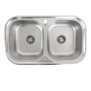 Кухонна мийка з нержавіючої сталі закруглена Platinum САТИН 7848D (0,8/180 MM) №1