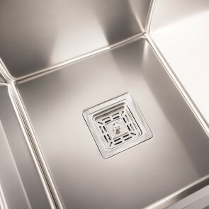 Кухонна мийка нержавійка Platinum Handmade HDB на дві чаші (квадратний сифон, 3.0/1.0) №6