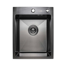 Мийка для кухні Platinum Handmade PVD чорна 400x500x220 (товщина 3,0/1,5 мм + корзина та дозатор в комплекті)