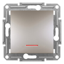 Выключатель одноклавишный проходной с подсветкой, Бронза Asfora, EPH1500169