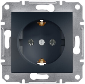 Розетка з заземленням, Антрацит, Asfora, EPH2900171 №1