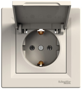 Розетка с заземлением, с крышкой Кремовый Asfora, EPH3100123 №1