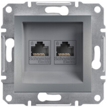 Розетка компьютерная, RJ45, кат.6, UTP, двойная Сталь, Asfora EPH4800162