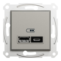Розетка USB, 2 виходи, тип А+С 2,4А, Бронза, Asfora EPH2700369