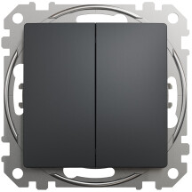 Двухклавишный выключатель 10А-250В, Черный, Sedna Design SDD114105
