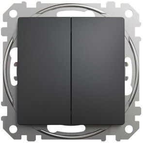 Двохклавішний вимикач 10А-250В, Чорний, Sedna Design SDD114105 №1