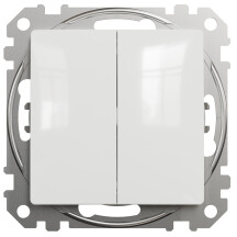 Двухклавишный проходной переключатель 10А-250В, Белый, Sedna Design SDD111108
