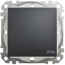 Одноклавішний вимикач IP44, 10А-250В, Чорний, Sedna Design SDD214101