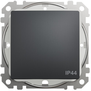 Одноклавишный выключатель IP44, 10А-250В, Черный, Sedna Design SDD214101 №1