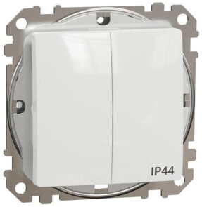 Двохклавішний вимикач IP44, 10А-250В, Білий, Sedna Design SDD211105 №1