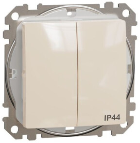 Двохклавішний вимикач IP44, 10А-250В, Бежевий, Sedna Design SDD212105 №1