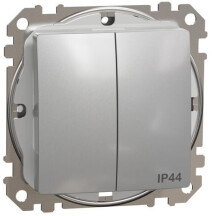 Двухклавишный выключатель IP44, 10А-250В, Алюминий, Sedna Design SDD213105